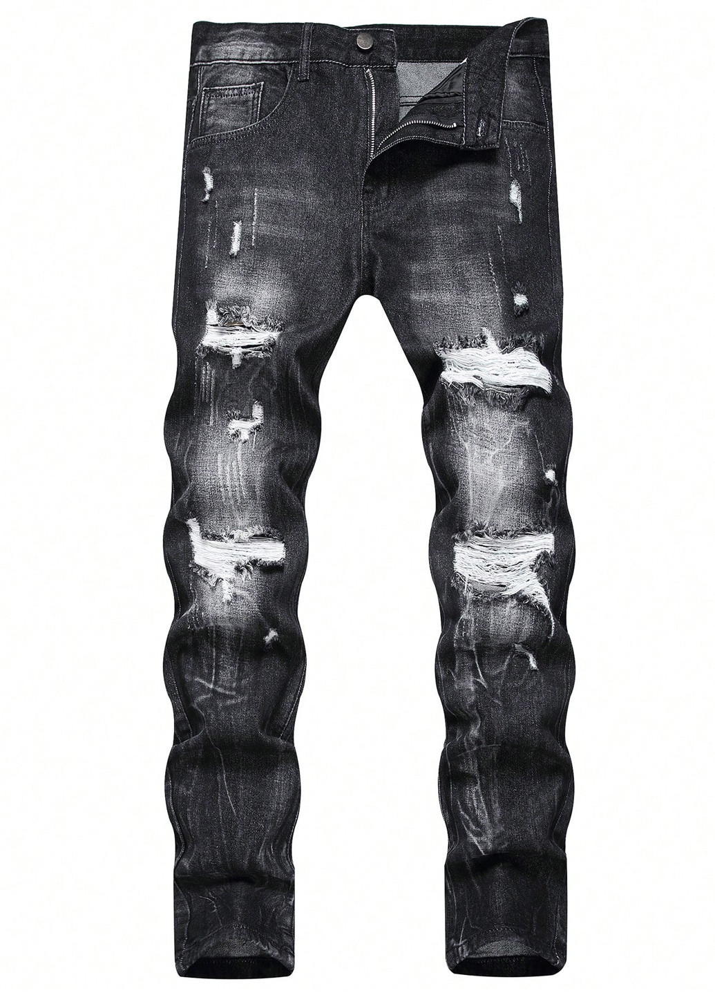 Темно-серые летние слим джинсы SHEIN