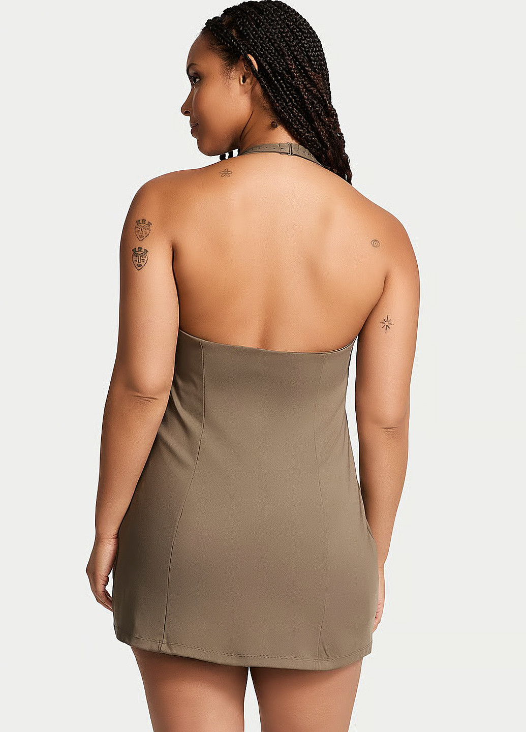Темно-бежевое кэжуал платье с открытой спиной Victoria's Secret однотонное