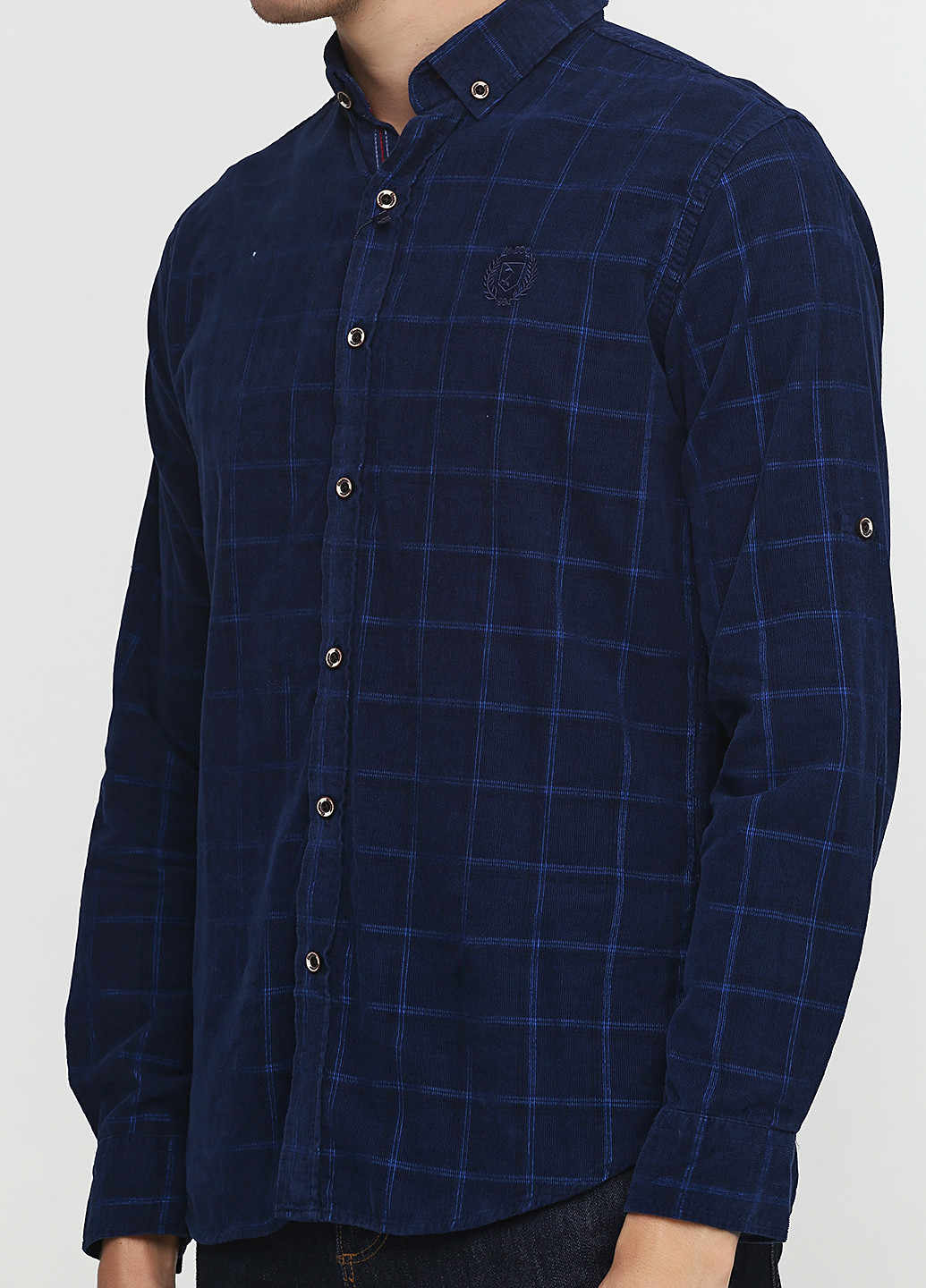 Темно-синяя кэжуал рубашка в клетку Madoc с длинным рукавом