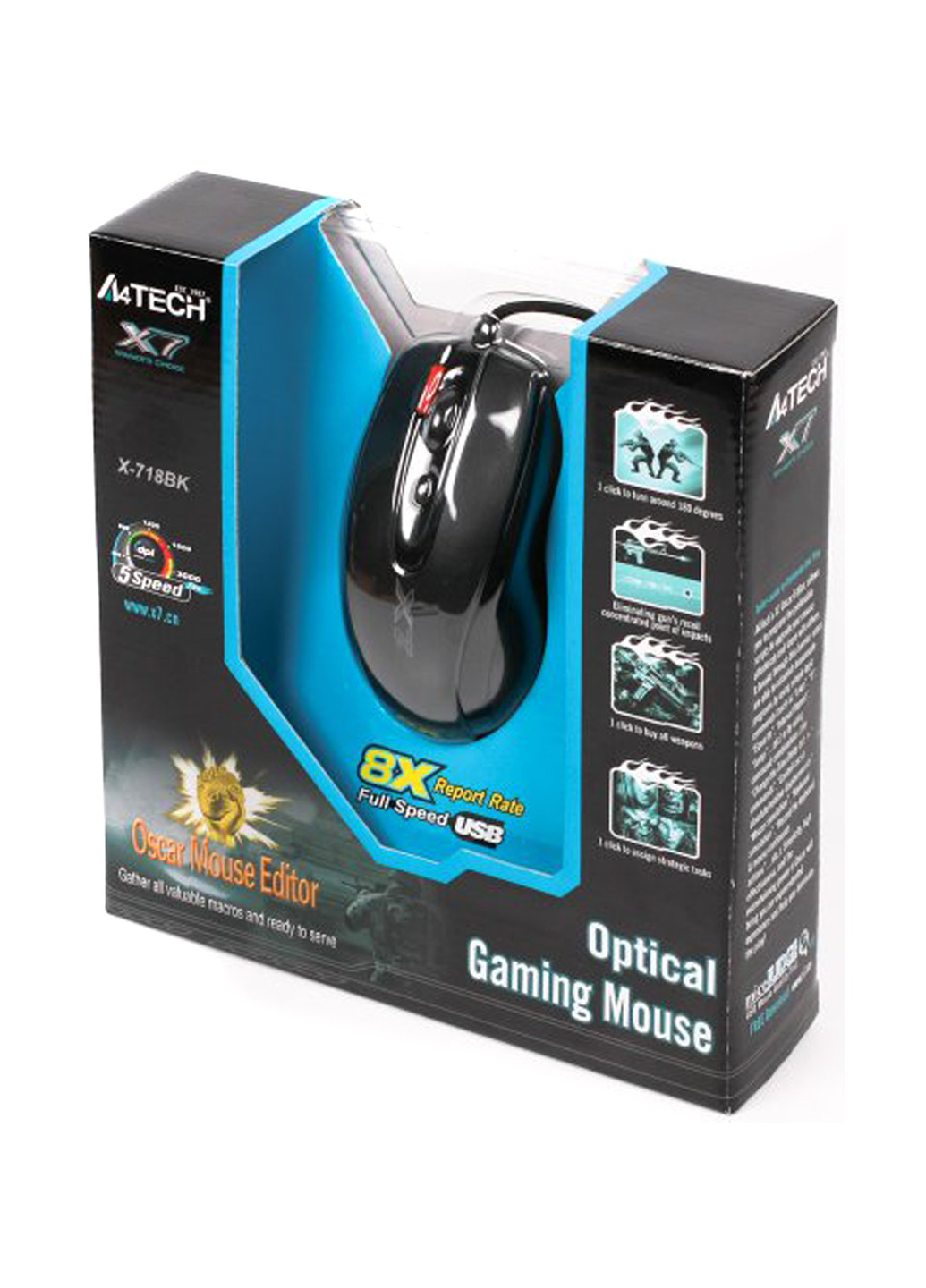 Мышь игровая A4Tech x-718bk usb (black) (130792338)