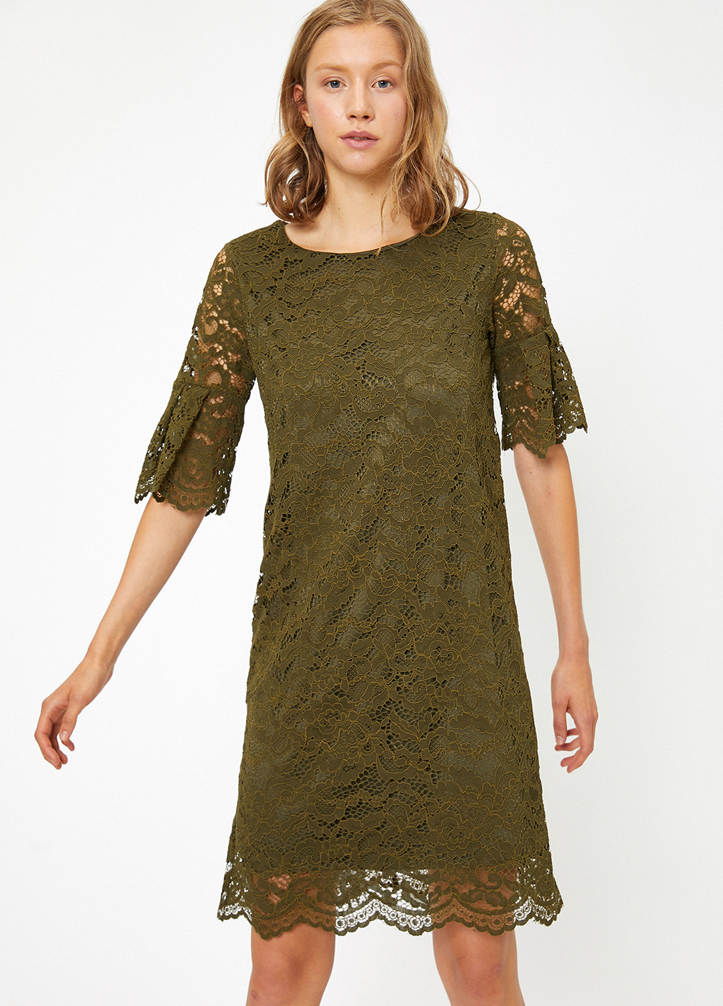 Оливковое (хаки) кэжуал платье KOTON