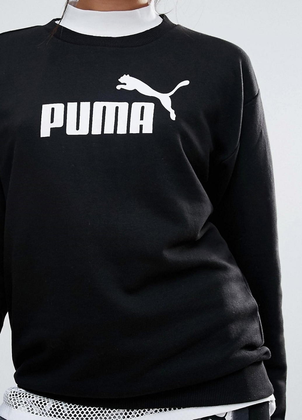 Свитшот Puma - Прямой крой логотип черный спортивный хлопок, полиэстер - (253392731)