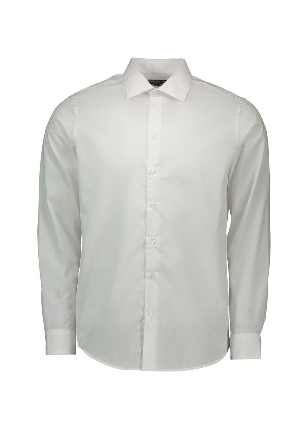 Молочная кэжуал рубашка однотонная Piazza Italia с длинным рукавом