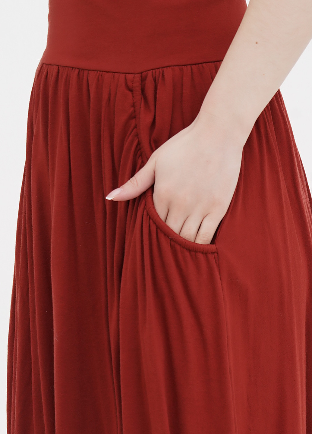 Терракотовая кэжуал однотонная юбка Garnet Hill клешированная