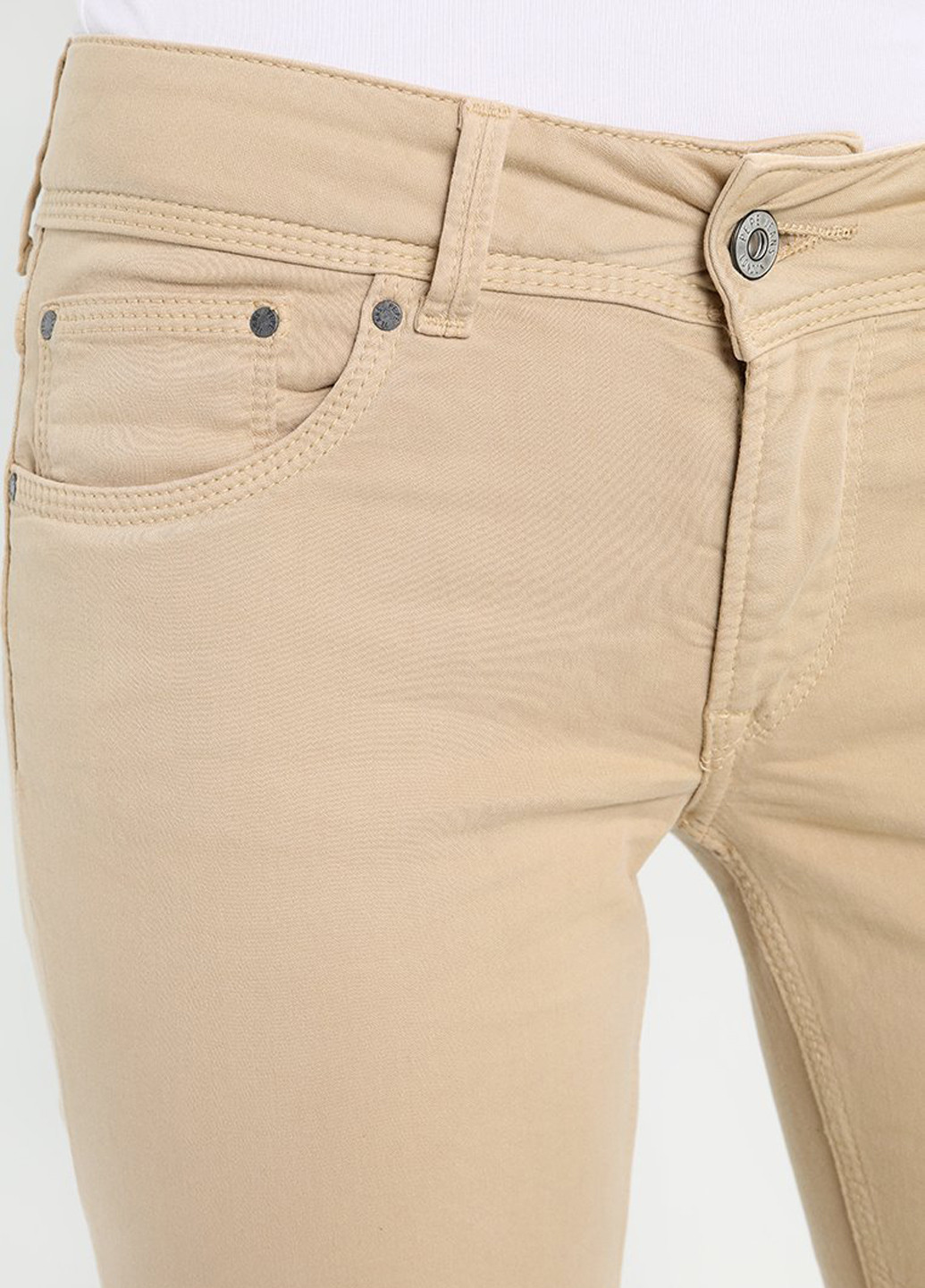 Бежевые кэжуал демисезонные зауженные брюки Pepe Jeans