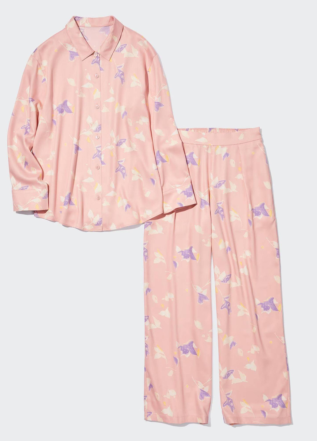 Розовая всесезон пижама (рубашка, брюки) рубашка + брюки Uniqlo