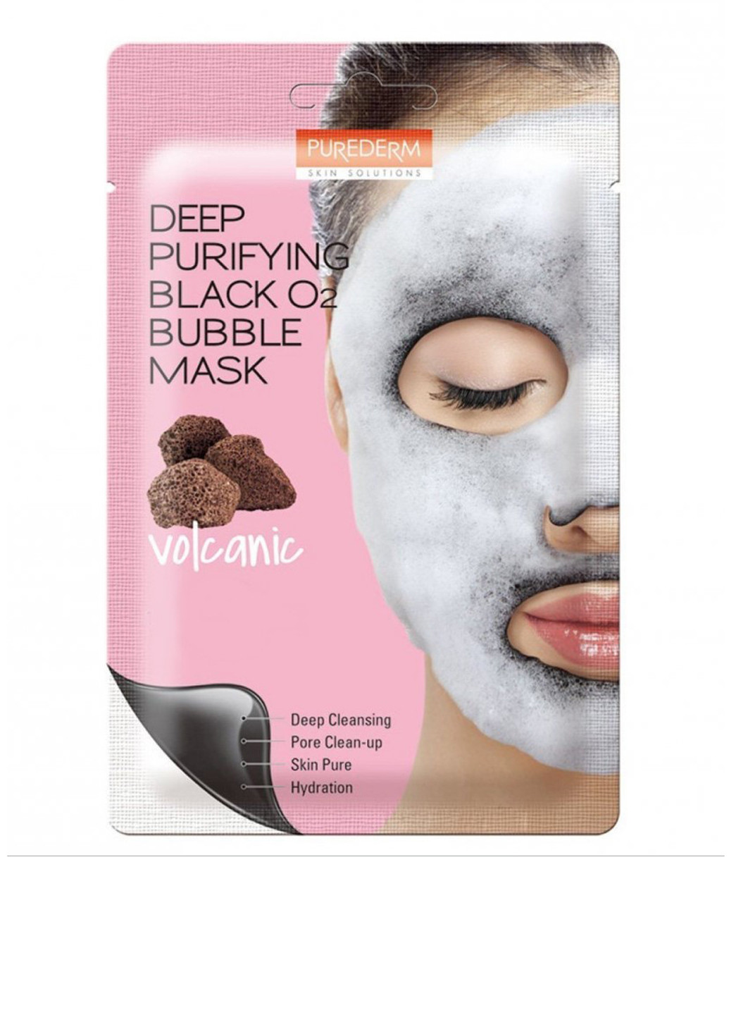 Маска для обличчя очищає Deep Purifying Black O2 Bubble Mask Volcanic, 20 г Purederm (198195429)
