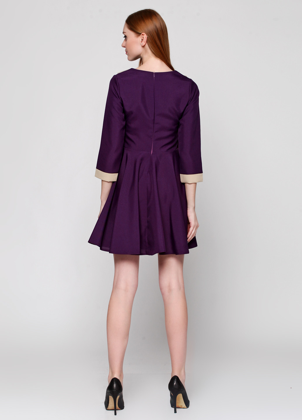 Фиолетовое кэжуал платье с длинным рукавом ANVI однотонное