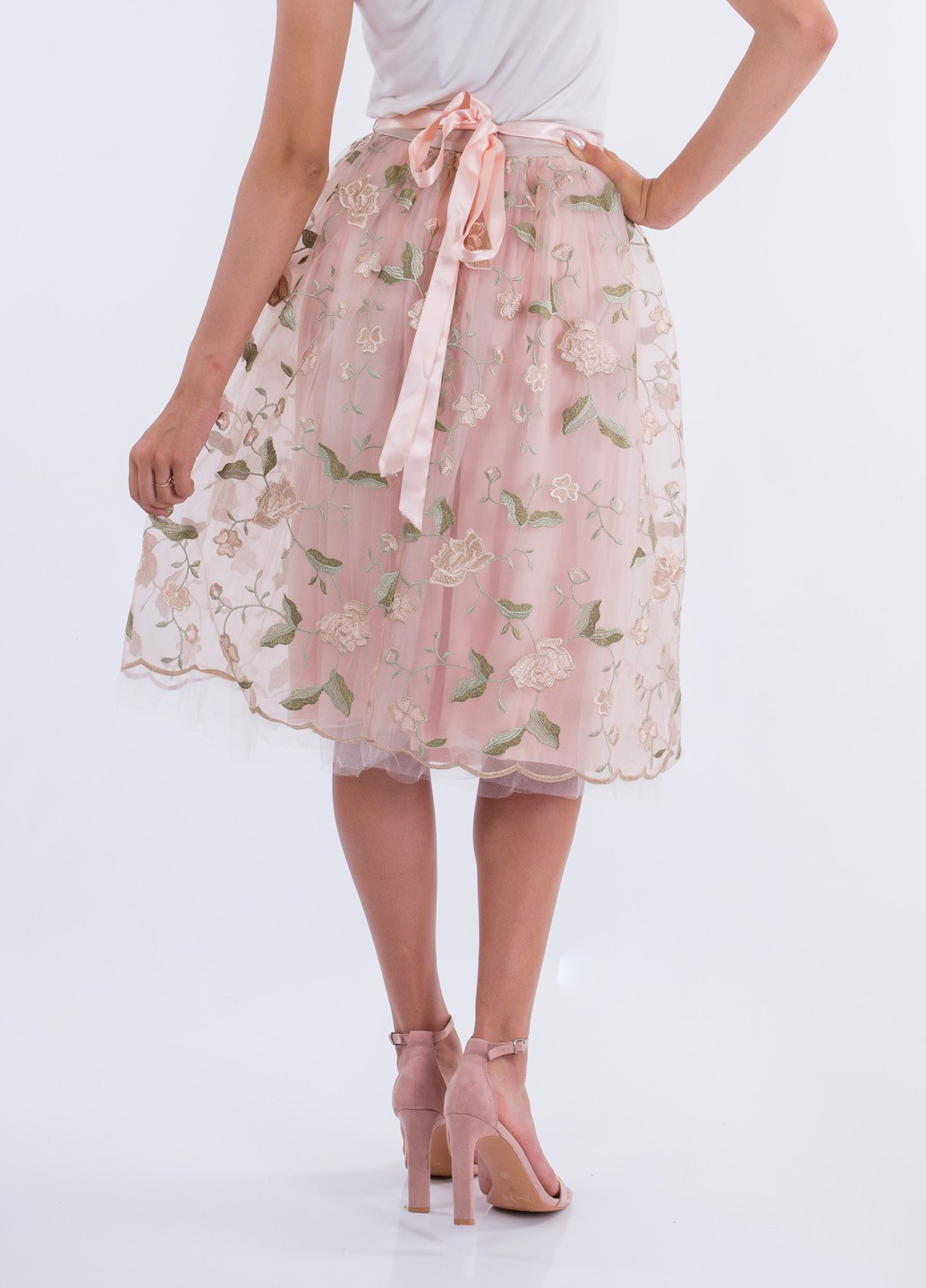 Розовая кэжуал однотонная юбка Sarah Chole клешированная