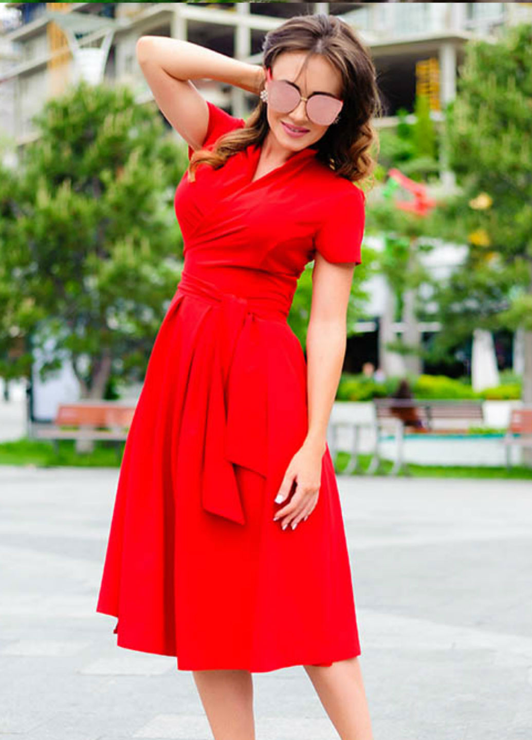 Красное кэжуал красное летнее платье бритни look&buy на запах Look & Buy
