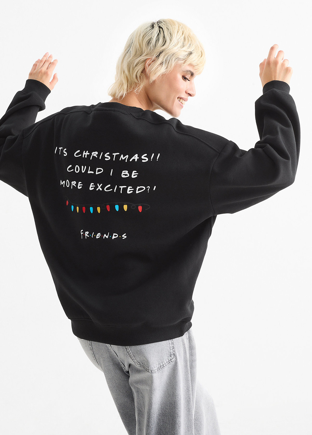 Чорний світшот C&A новорічний без декору (362208439)