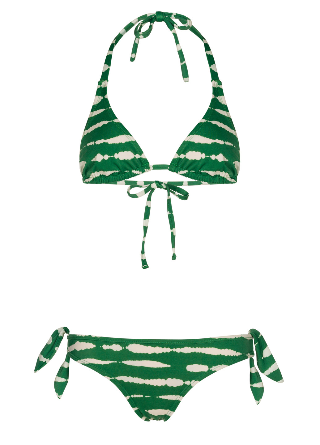 Зеленый летний купальник в полоску раздельный, бикини Beach Panties