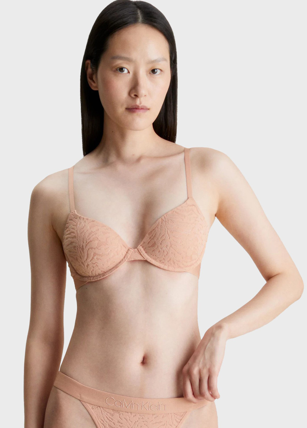 Бежевый корбей бюстгальтер Calvin Klein с косточками полиамид