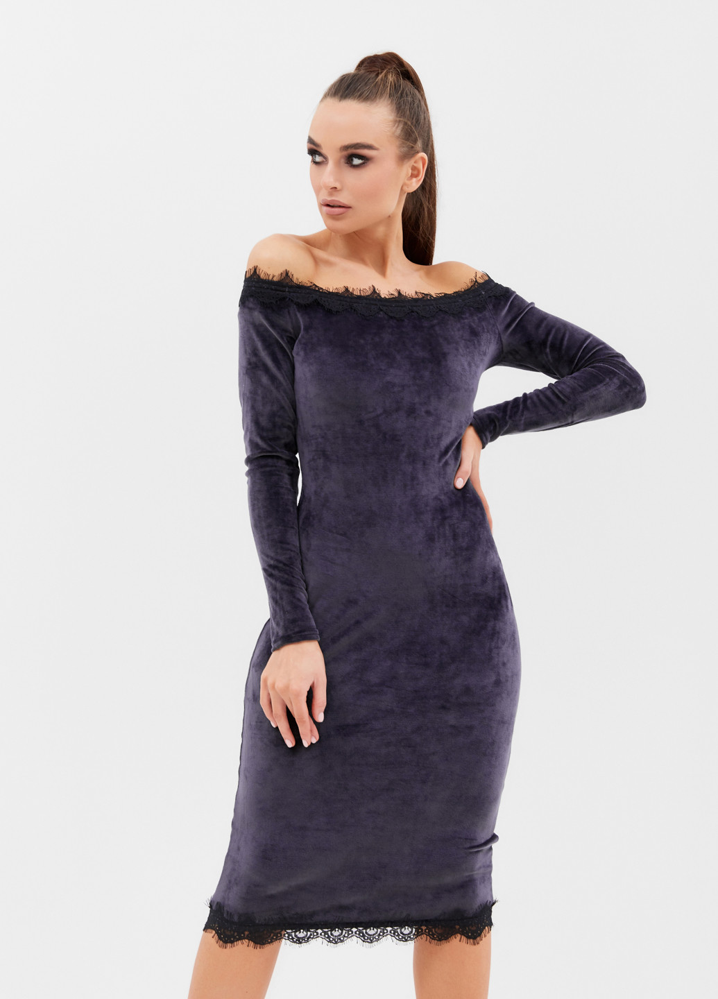Фіолетова коктейльна сукня футляр ST-Seventeen однотонна