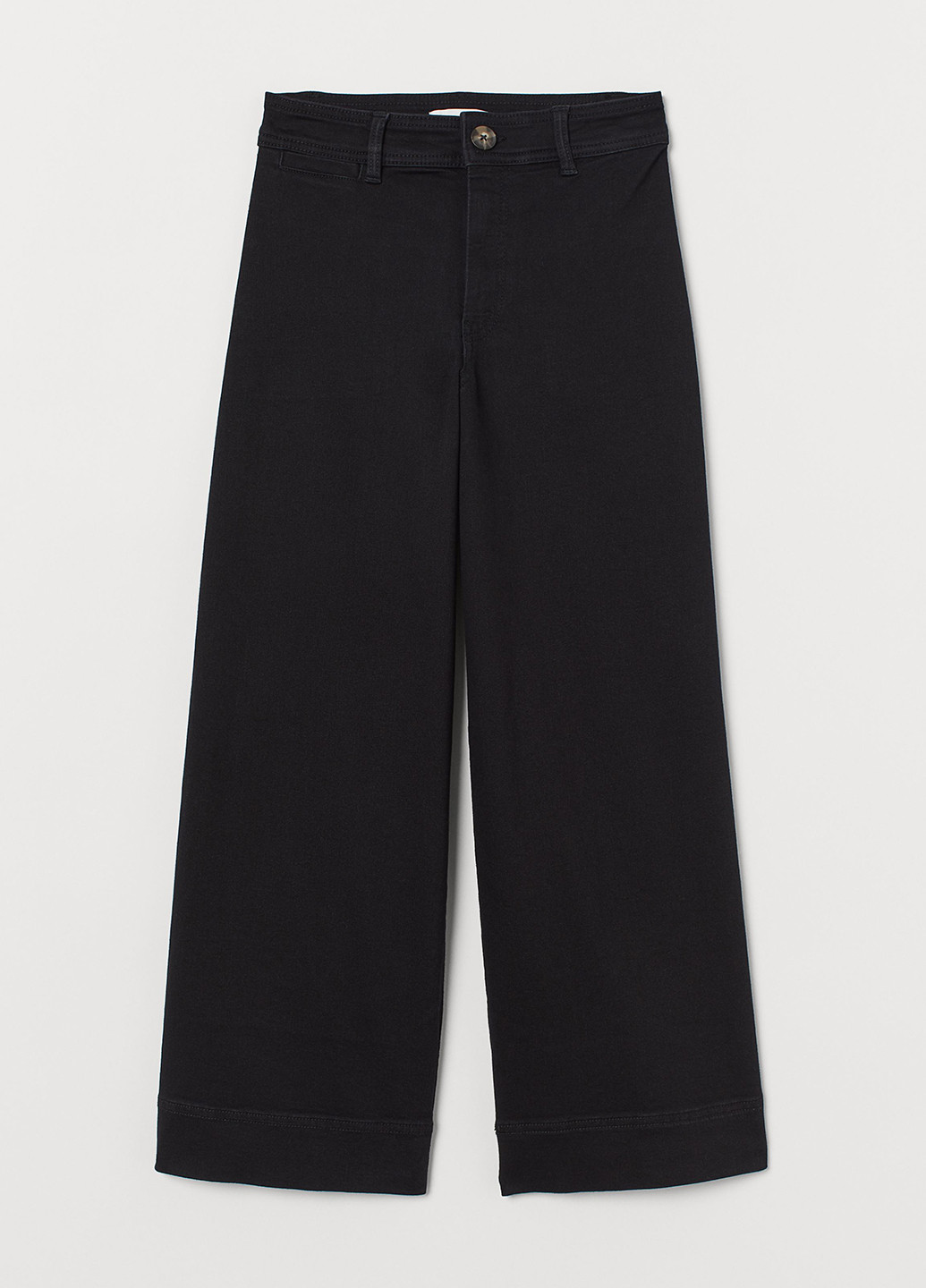 Черные кэжуал демисезонные прямые, укороченные брюки H&M