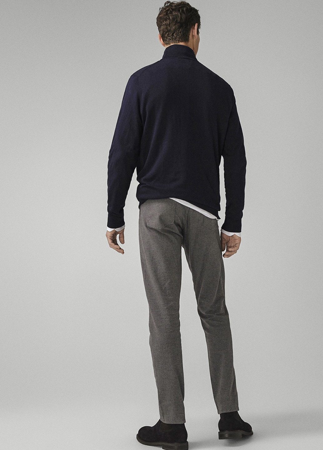 Серые кэжуал демисезонные зауженные брюки Massimo Dutti