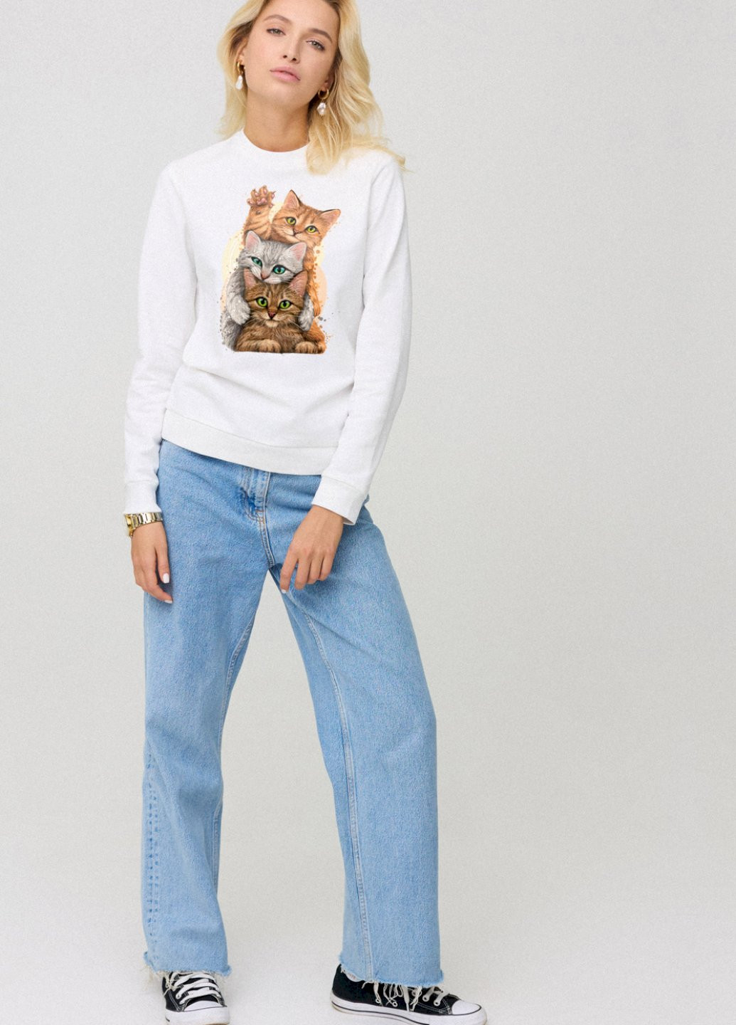 Білий світшот жіночій basic /no flis/ YAPPI (254658747)