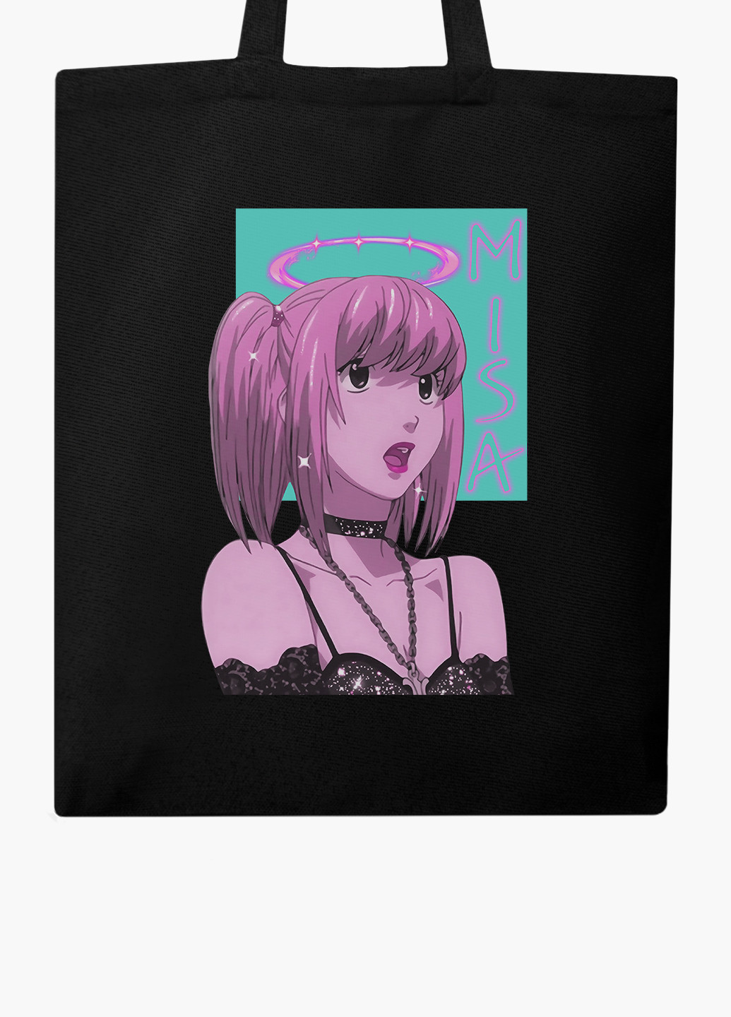 Еко сумка шоппер чорна Мисан Амане Зошит смерті (Misa Amane Death Note) (9227-2827-BK-1) Еко сумка шоппер чорна 41*35 см MobiPrint (221682955)