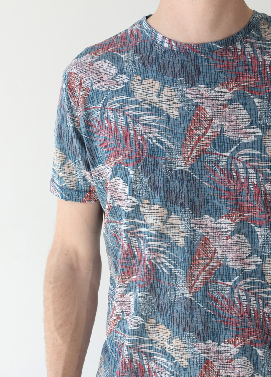 Темно-зелена футболка чоловіча темно-зелена тонка з пір'ям Jean Piere Прямая