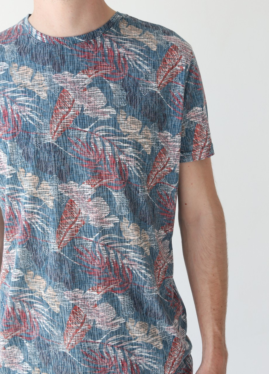 Темно-зелена футболка чоловіча темно-зелена тонка з пір'ям Jean Piere Прямая