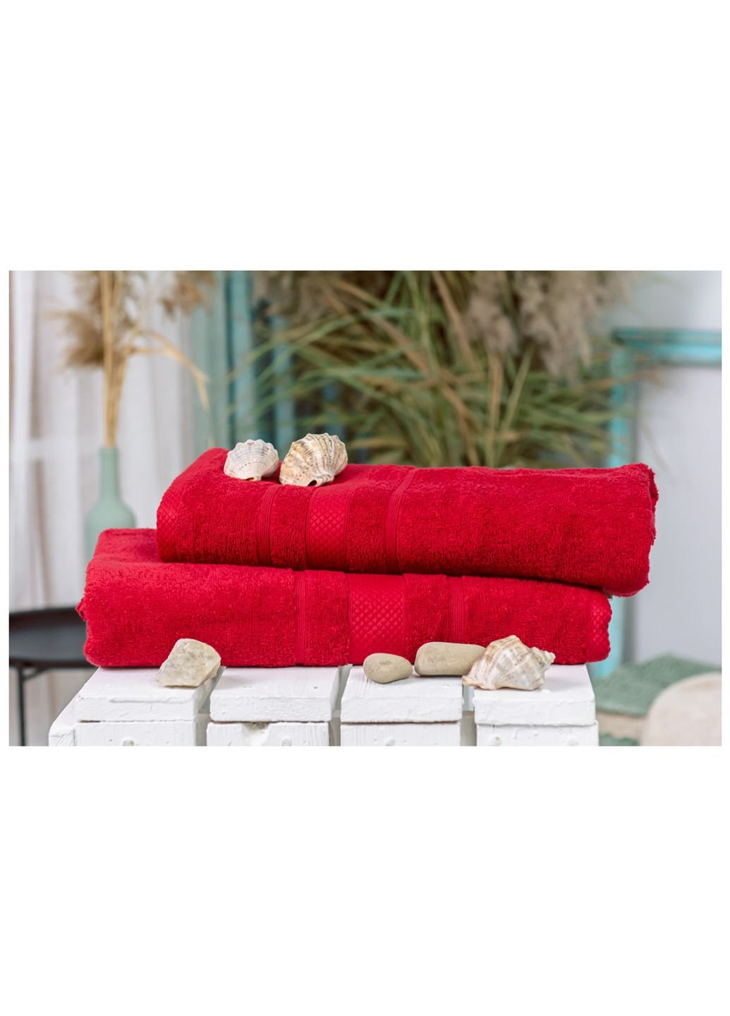 Mirson полотенце набор банный №5000 softness bordo 50x90, 70x140 (2200003182927) красный производство - Украина