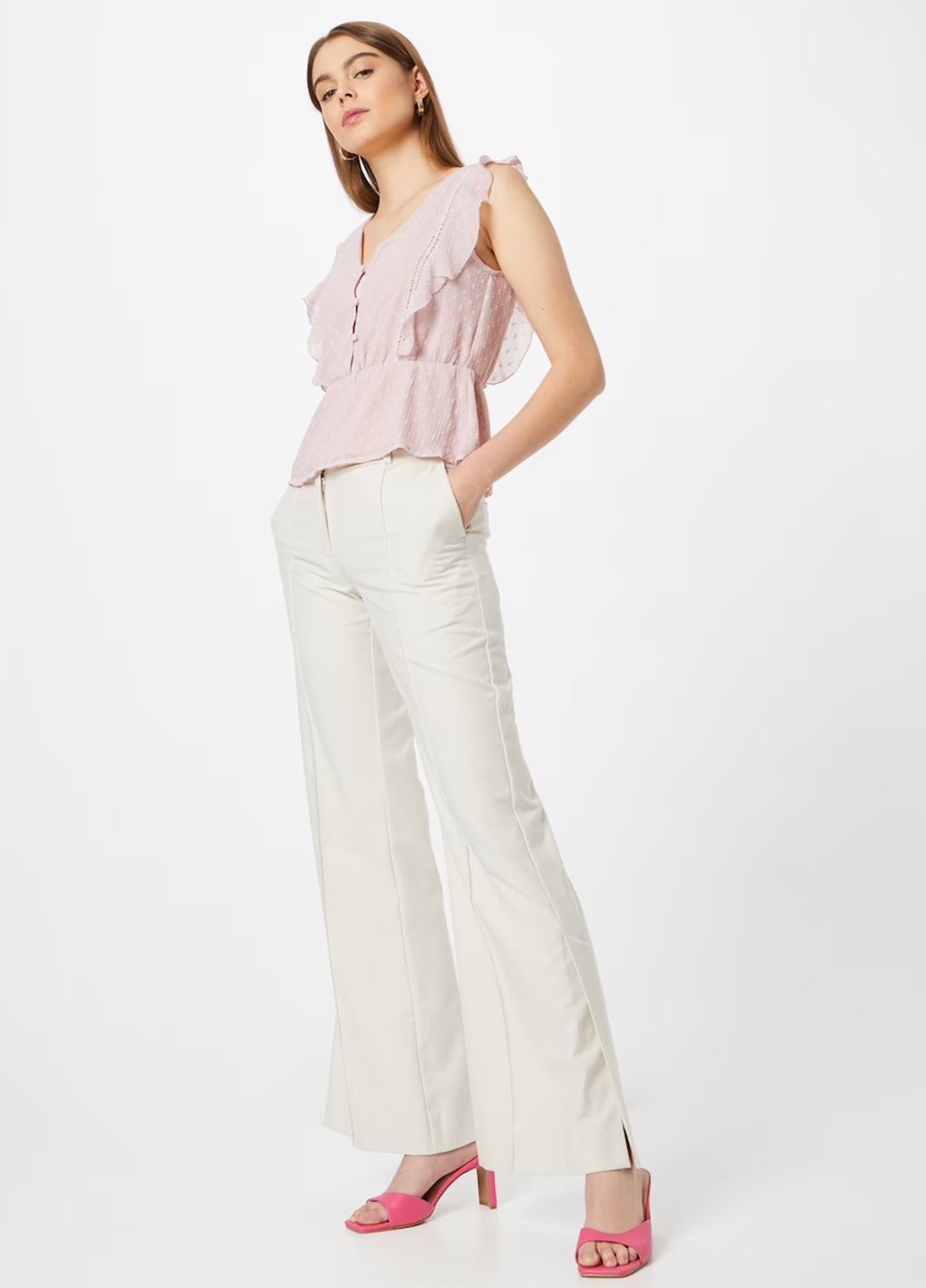 Розовая блуза с баской About You