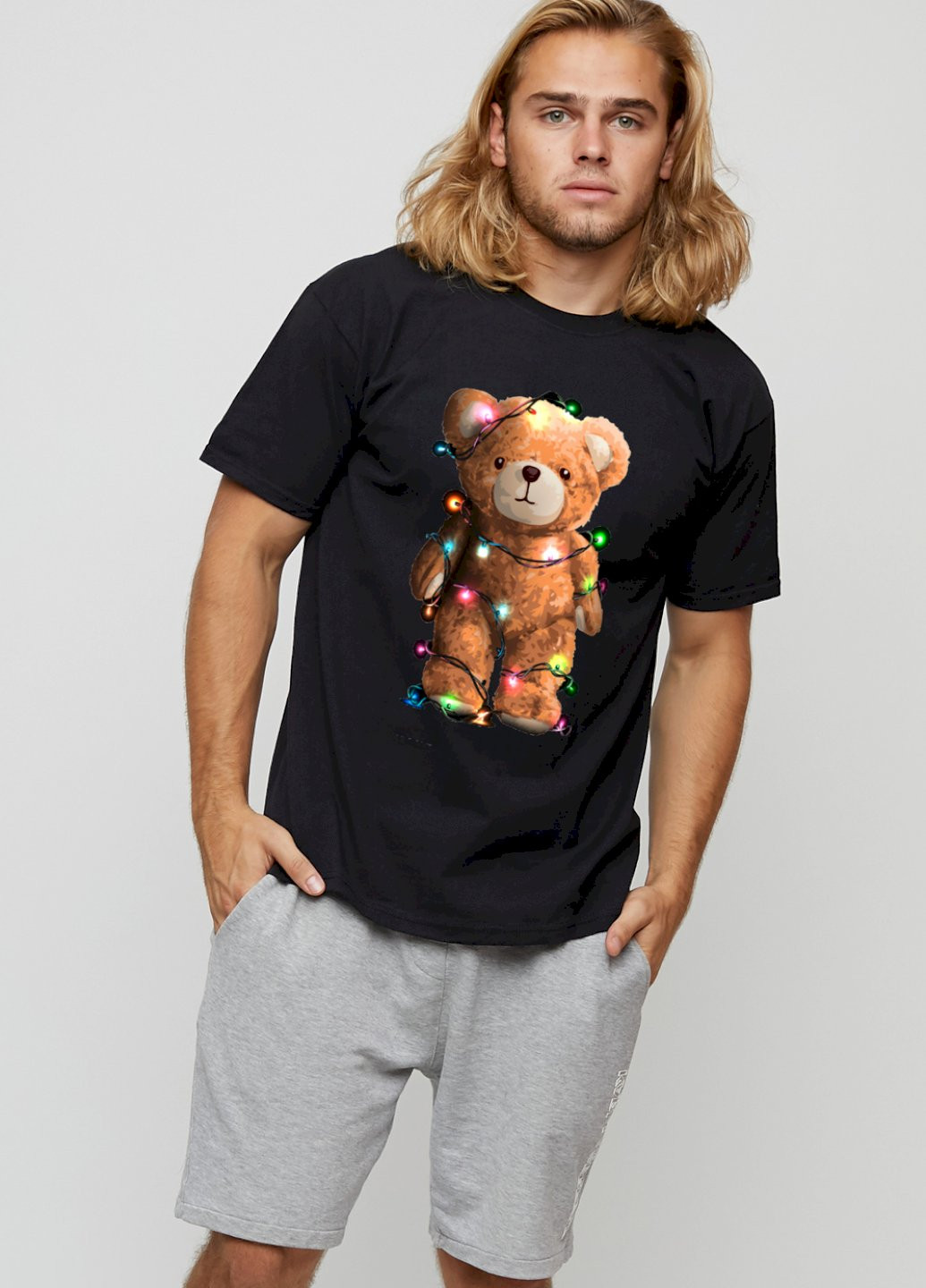 Чорна футболка чоловіча basic /air print/ YAPPI