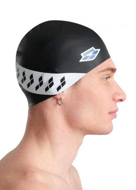 Шапка для плавання ICONS TEAM STRIPE CAP чорний, білий unisex OSFM Arena (261765853)