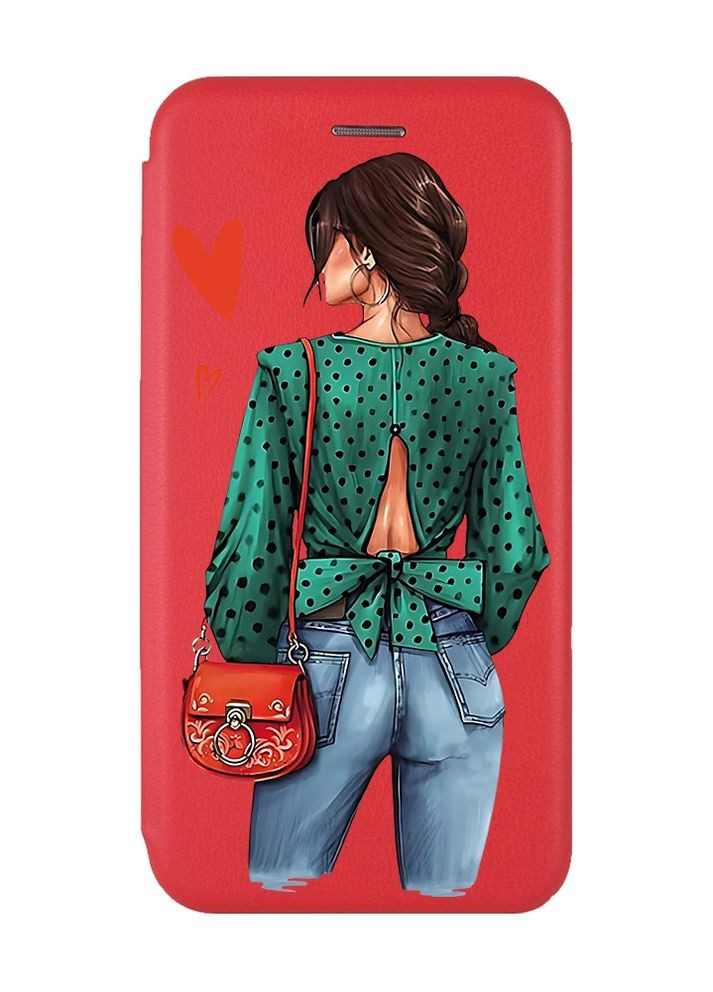 Чехол-книжка с рисунком для Samsung Galaxy A72 (A725) Красный :: Девушка в зеленом (принт 224) Creative (261556826)