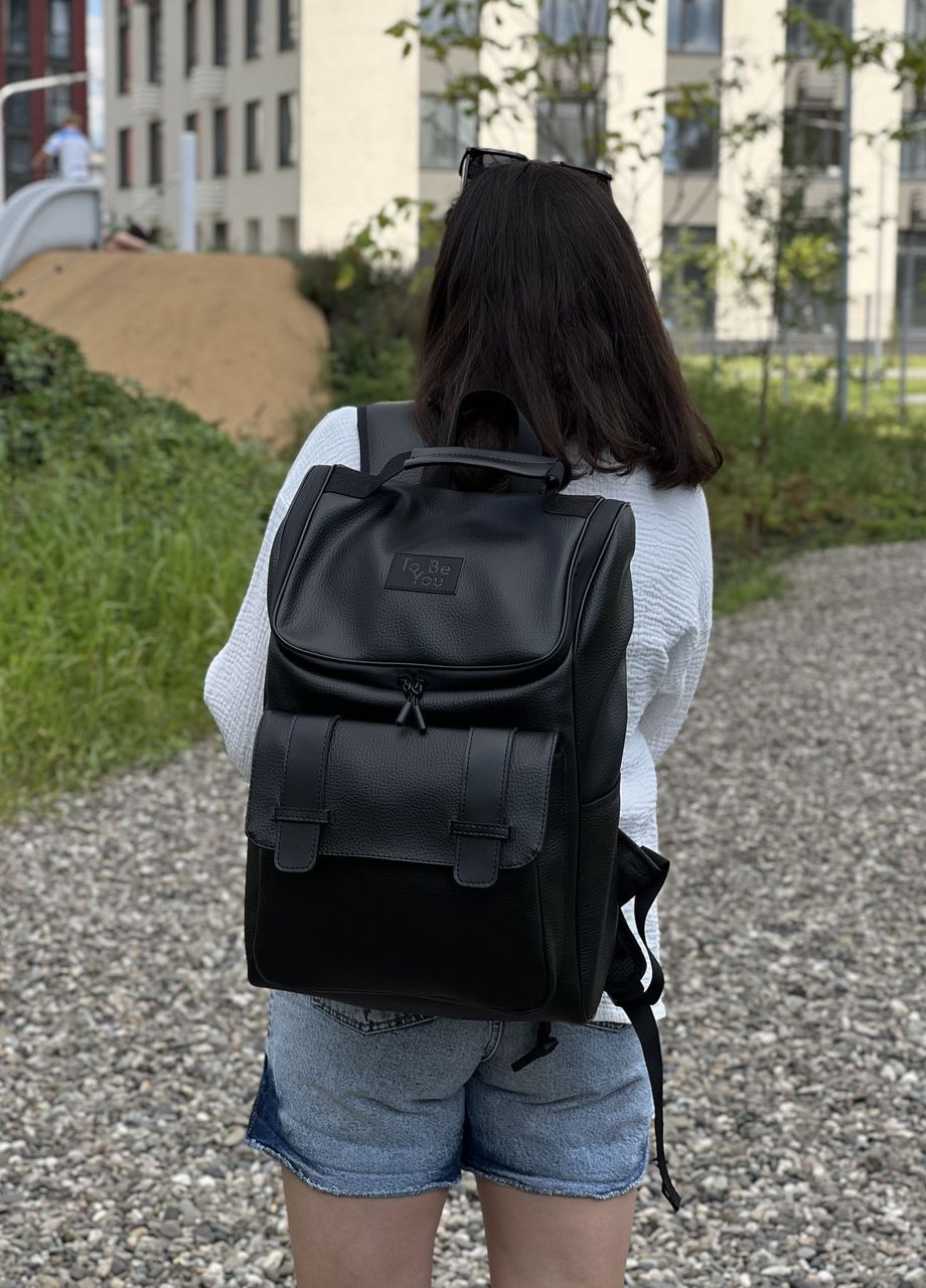 Жіночий міський рюкзак з екошкіри в чорному кольорі No Brand huline w (261927363)