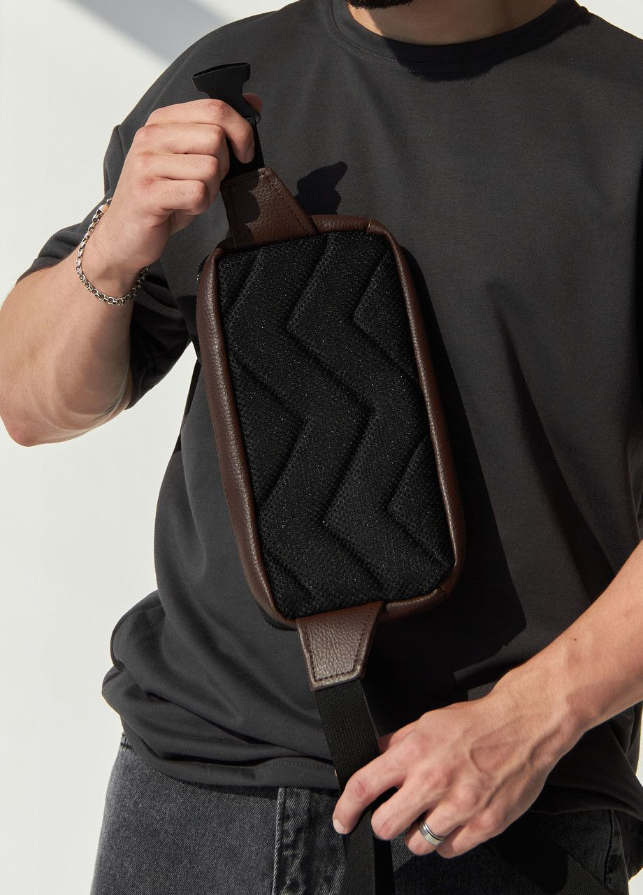 Универсальная нагрудная бананка из экокожи, сумка на пояс, коричневого цвета No Brand banan pr (261927360)