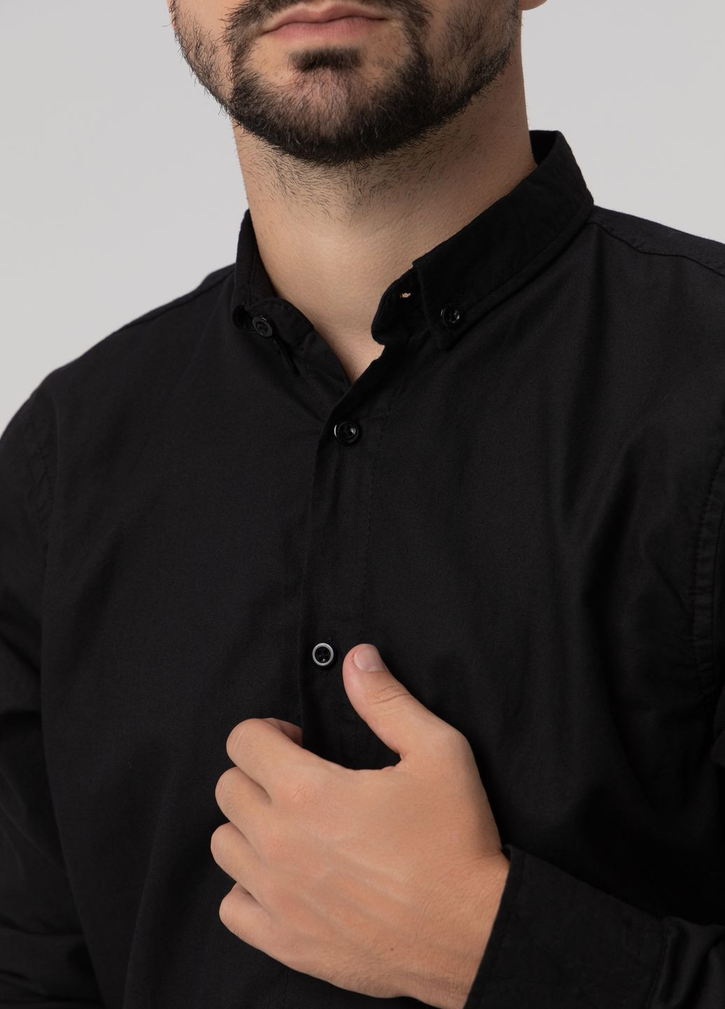 Черная повседневный рубашка однотонная Figo