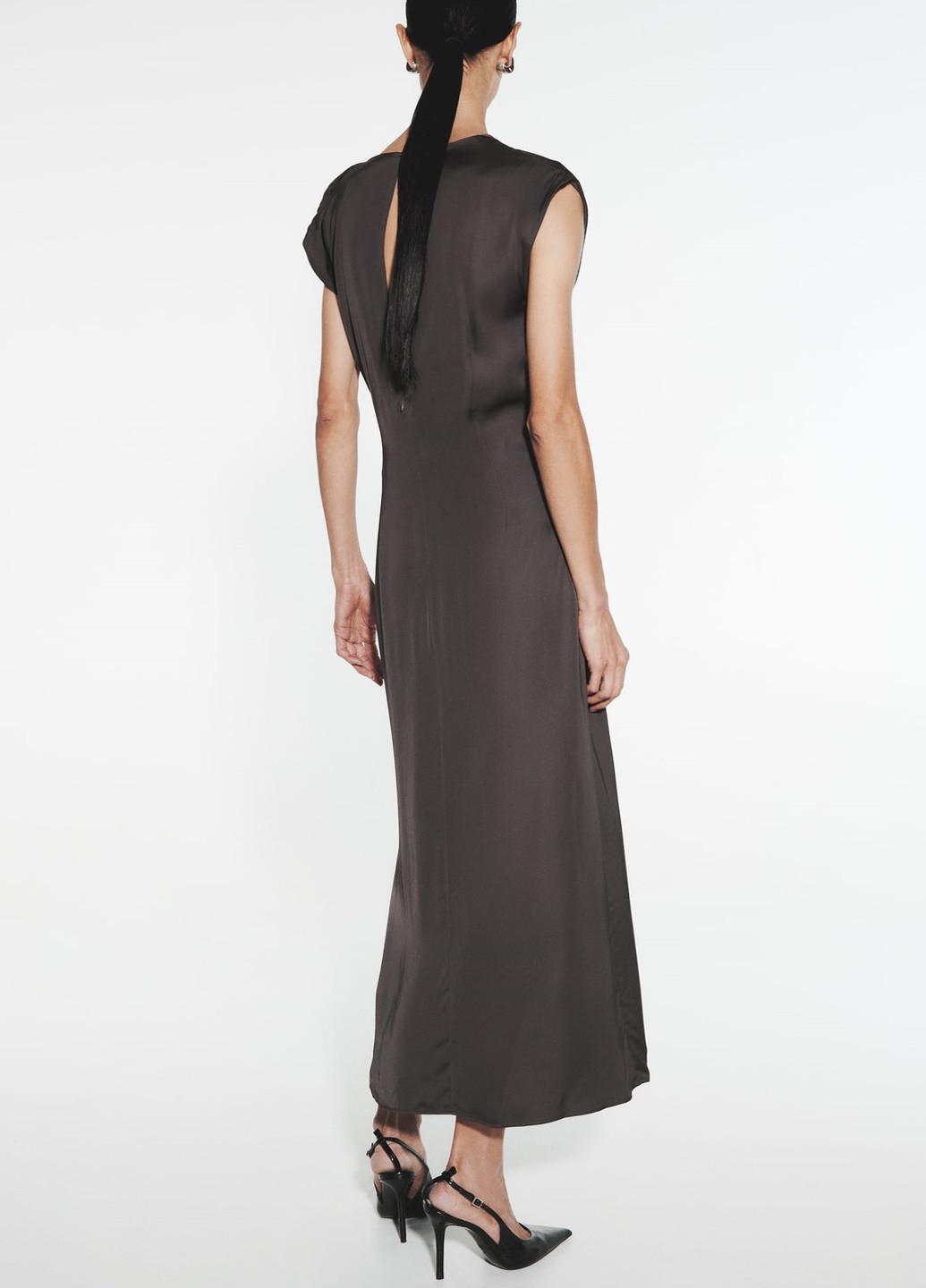 Сіро-коричнева вечірня сукня Zara однотонна