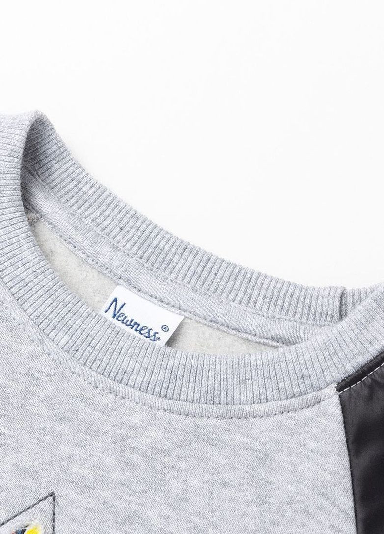 Yumster свитшот утепленный с рисунком и вышивкой, серый рисунок серый кэжуал хлопок