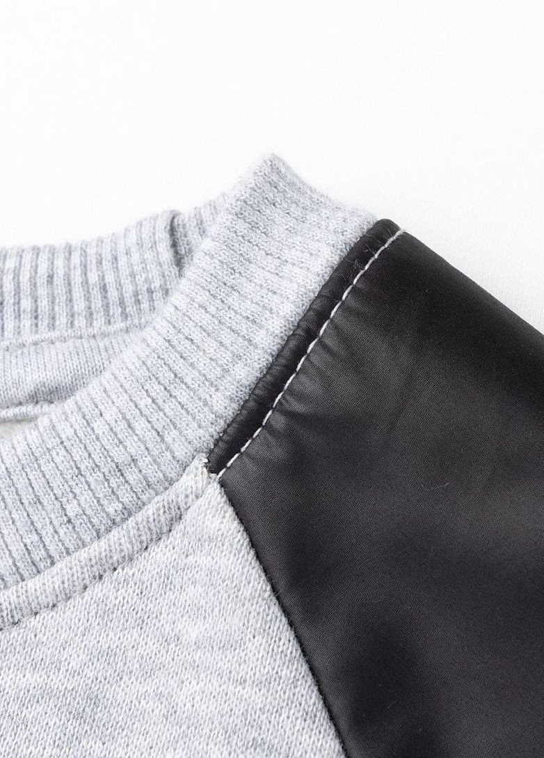 Yumster свитшот утепленный с рисунком и вышивкой, серый рисунок серый кэжуал хлопок