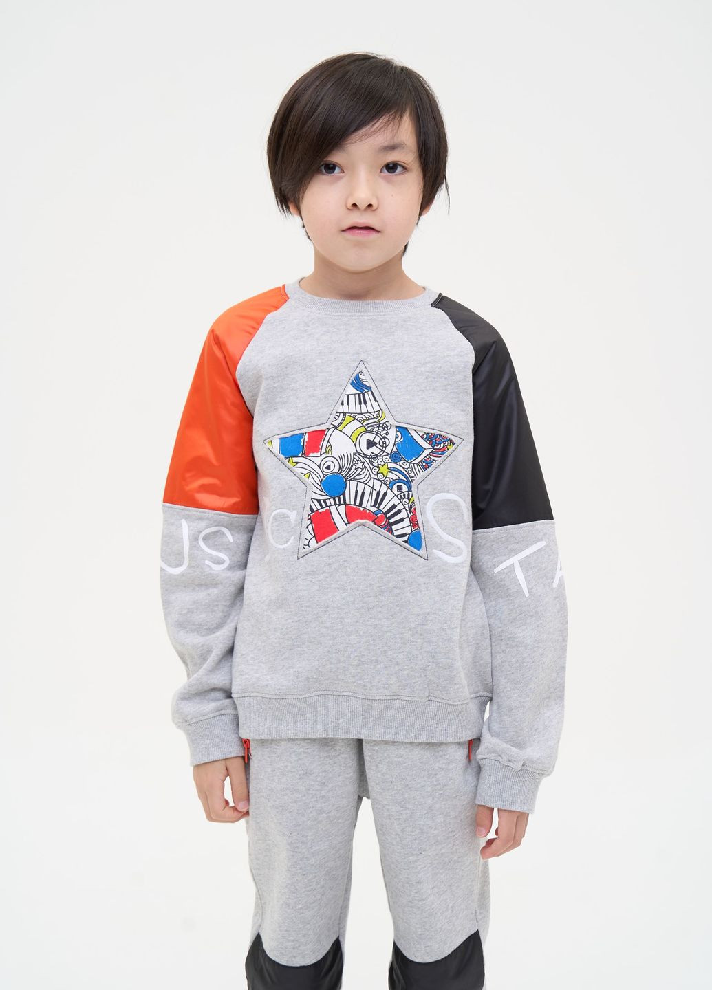 Yumster свитшот утепленный с рисунком и вышивкой, серый рисунок серый кэжуал хлопок