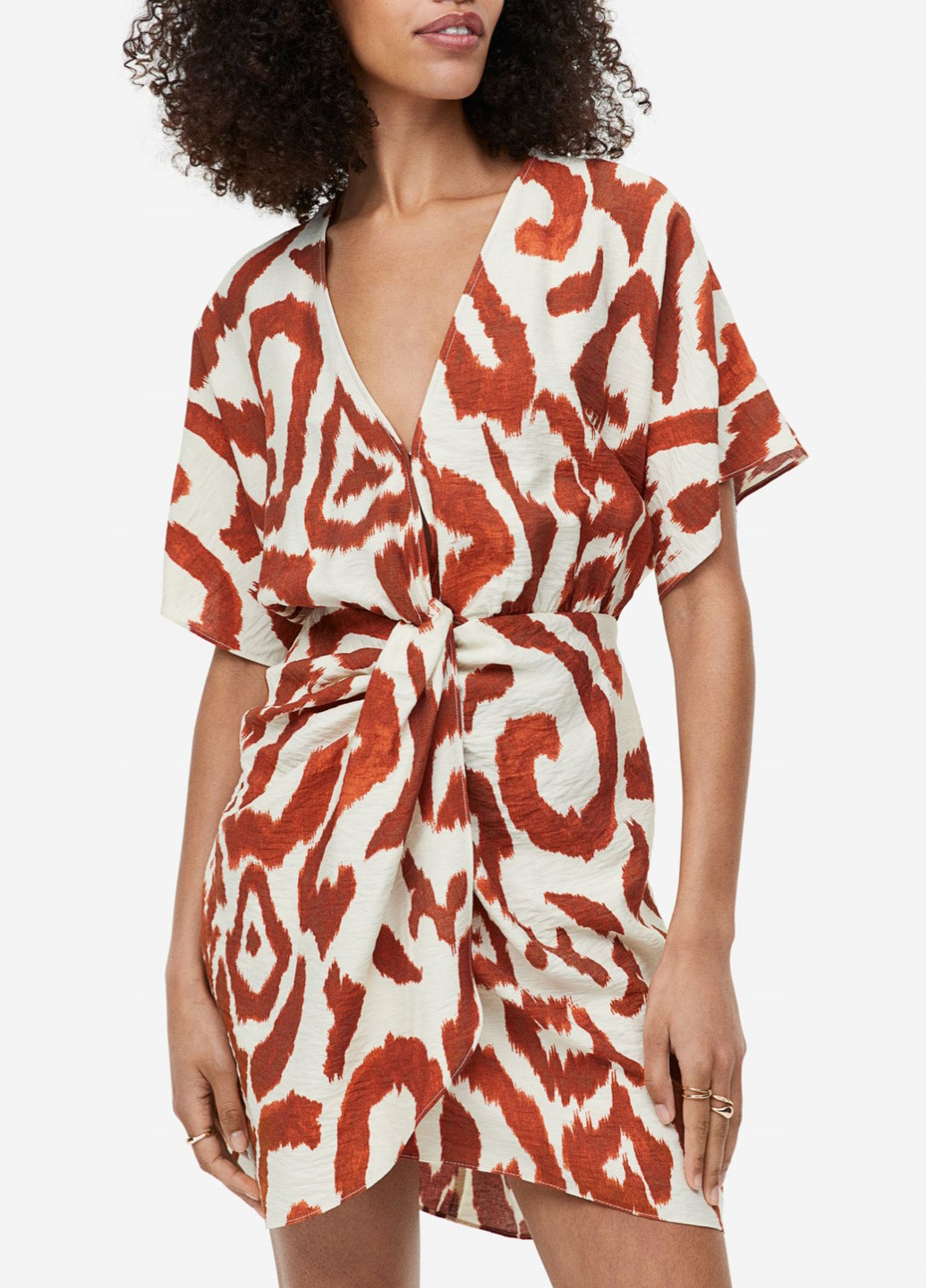 Коричнева повсякденний сукня H&M з абстрактним візерунком