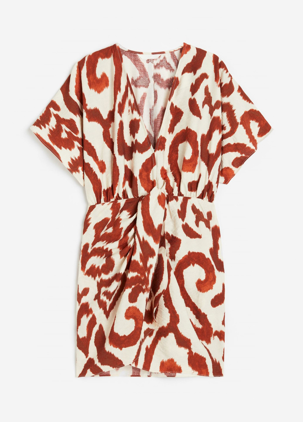 Коричневое повседневный платье H&M с абстрактным узором