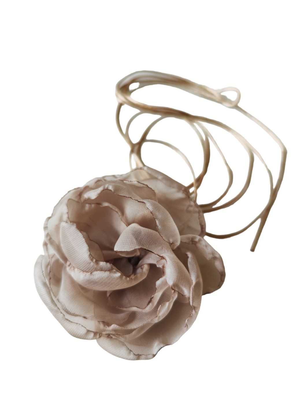 Трендовий чокер шовкова троянда шоколадного кольору на стрічці, квітка чокер, прикраса на шию з трояндою Ksenija Vitali (261855923)