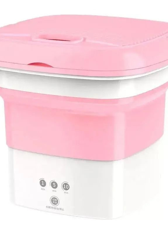 Складна пральна машина силіконова Рожева для швидкого та портативного прання Angel Shield No Brand (261855549)
