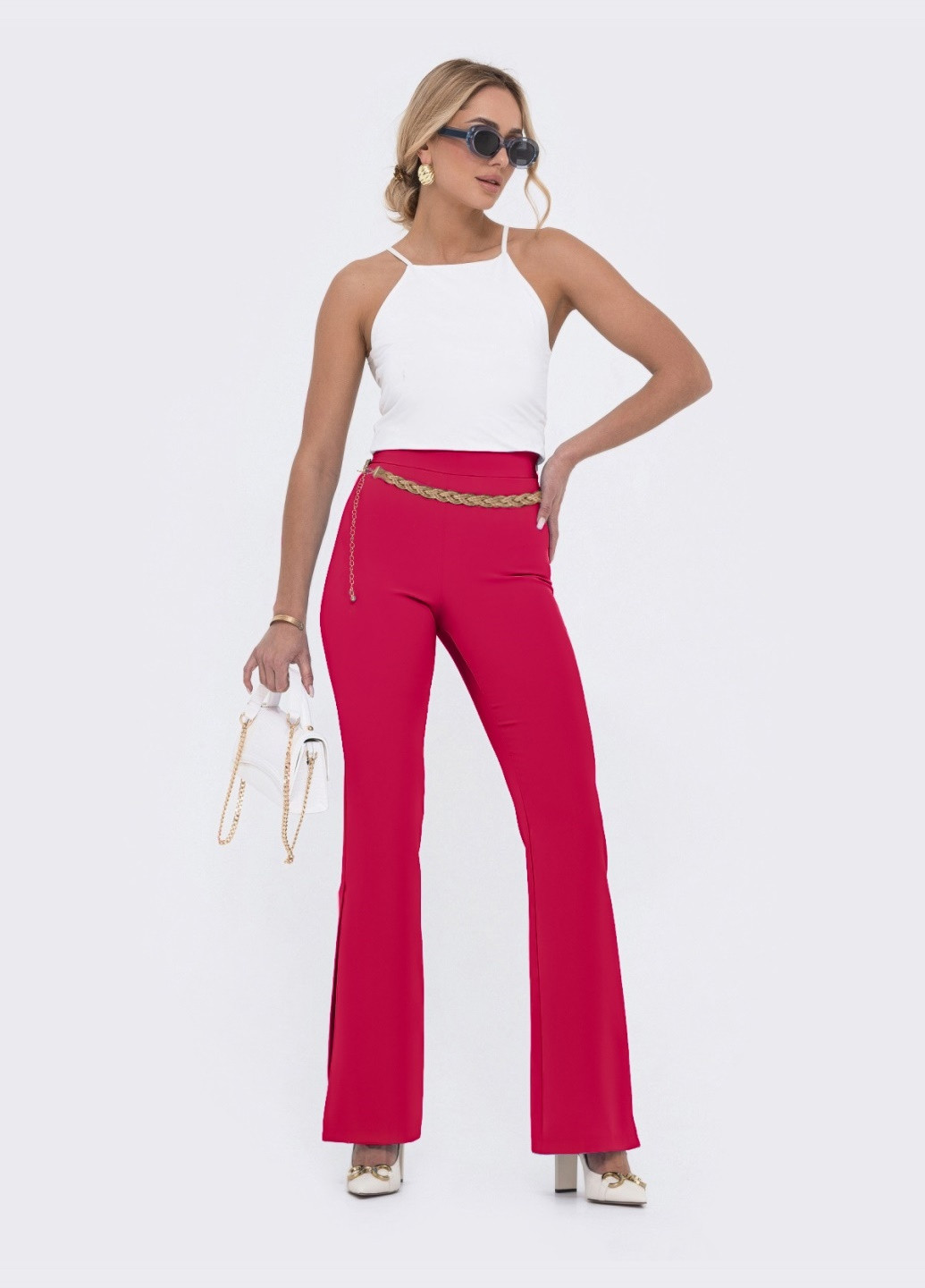 брюки-кльош з розрізами з боків рожеві Dressa (261853365)