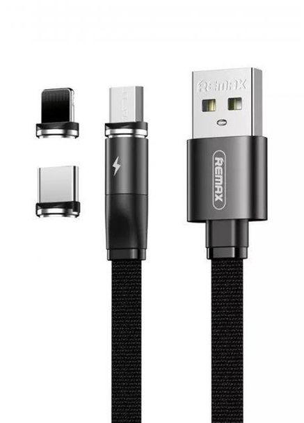 Магнітний USB cable Remax RC-169th magnetic 3 in 1 black No Brand (261855536)