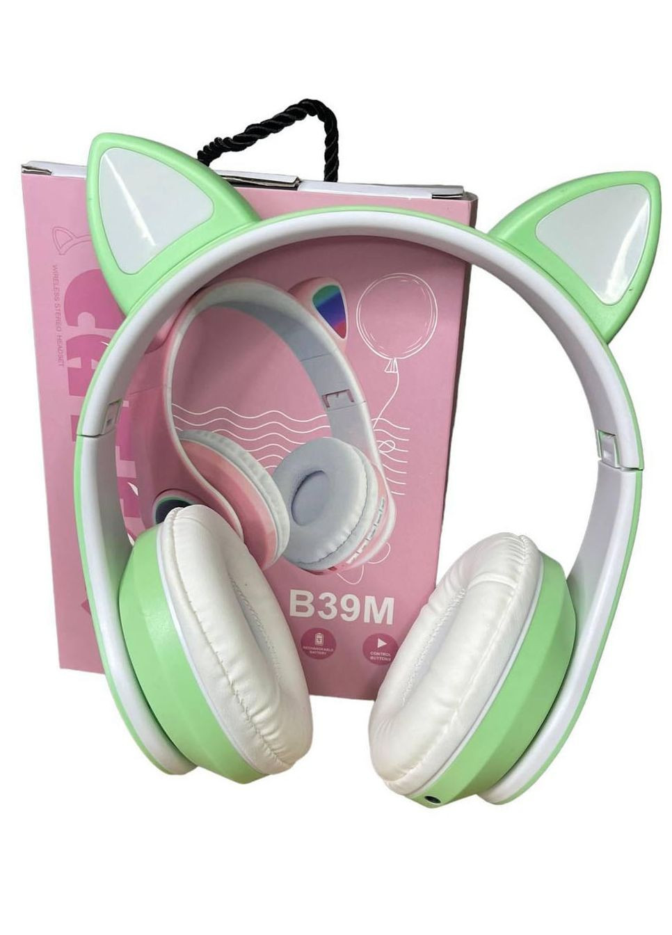 Наушники беспроводные Cat Ear В39М с кошачьими ушами мятный No Brand (261855556)