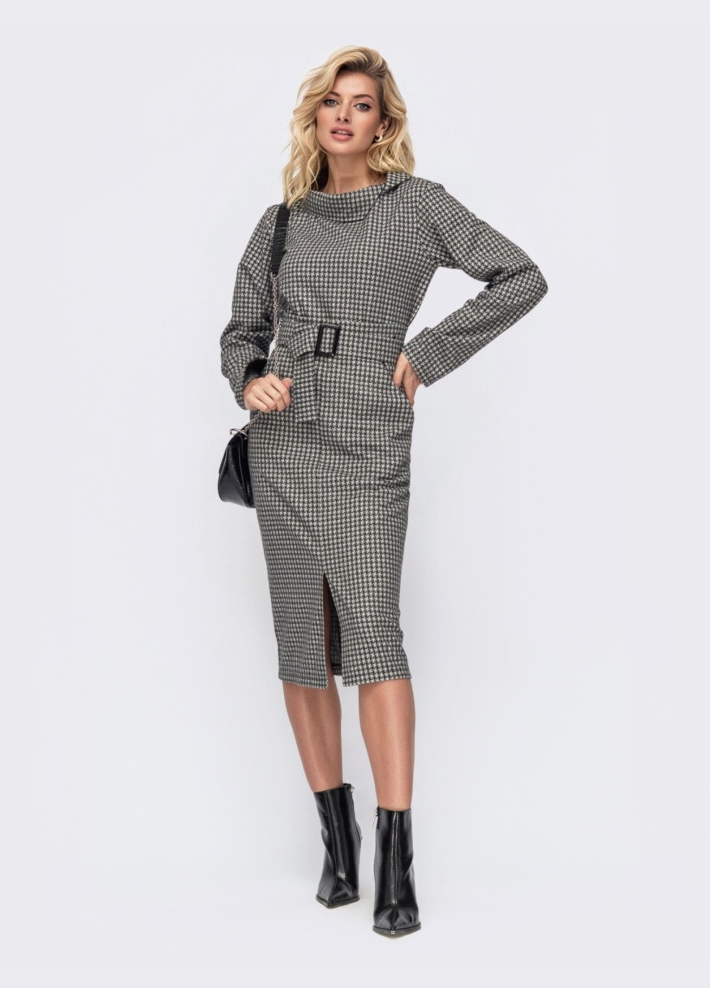 черный костюм с узором из кофты и юбки с разрезом Dressa (261856887)