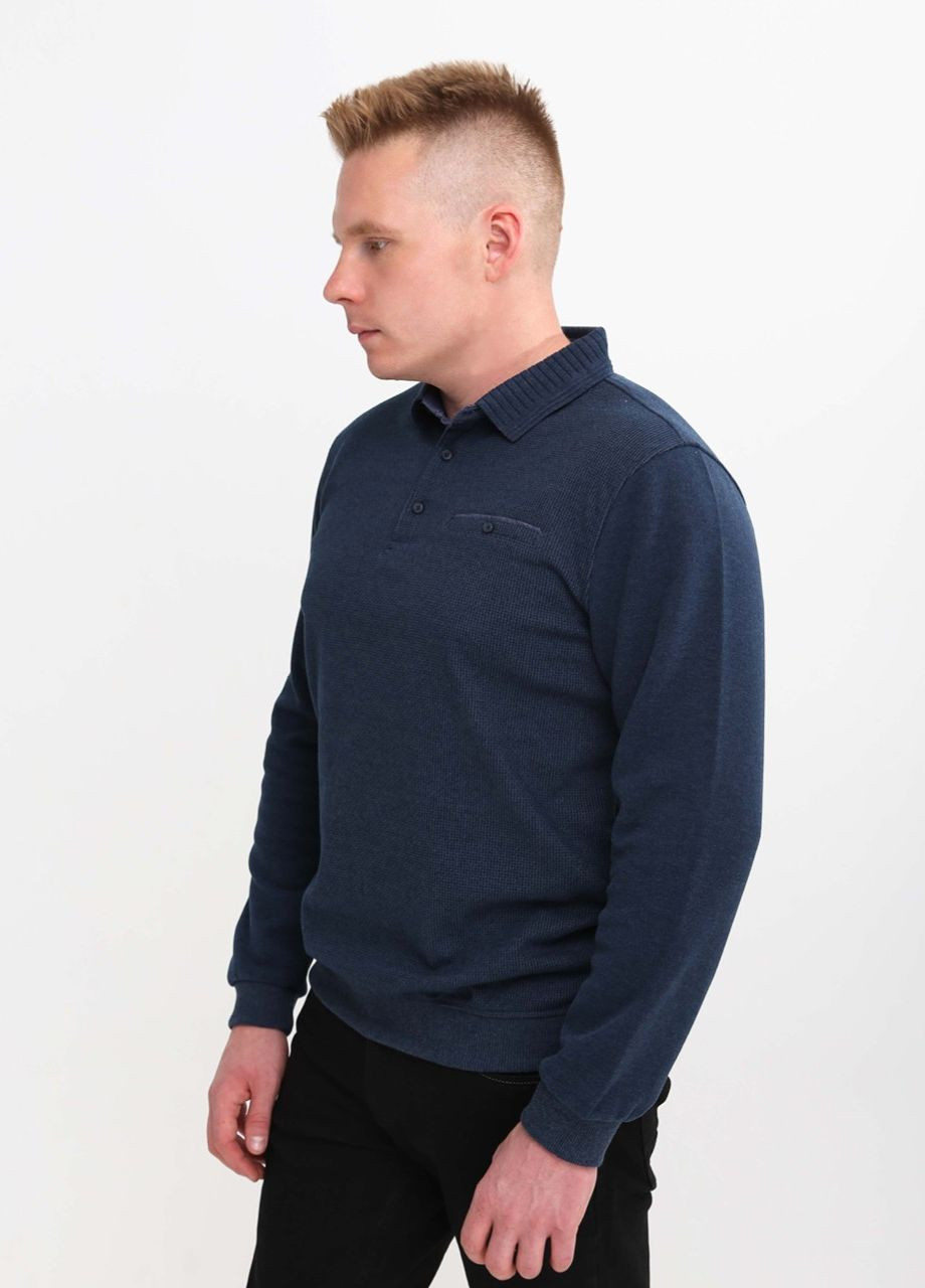 Поло чоловіче синє щільне з довгим рукавом MCS Прямая (261855938)