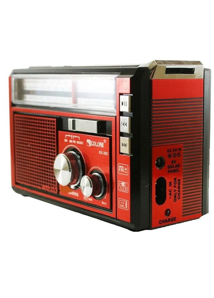 Радиоприемник на аккумуляторе RX-381/2 USB+SD с фонарем LED Красный Golon (262095125)