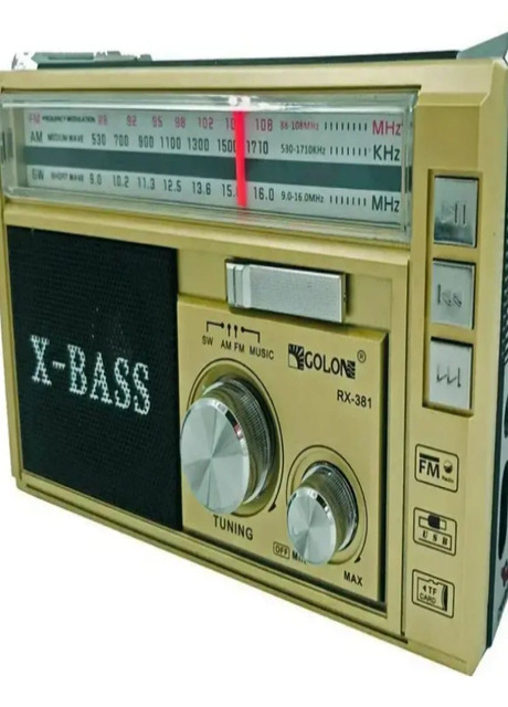 Аналоговое радио с музыкальными возможностями портативное RX-381/2 USB/SD с LED фонарем Gold Golon (262095126)