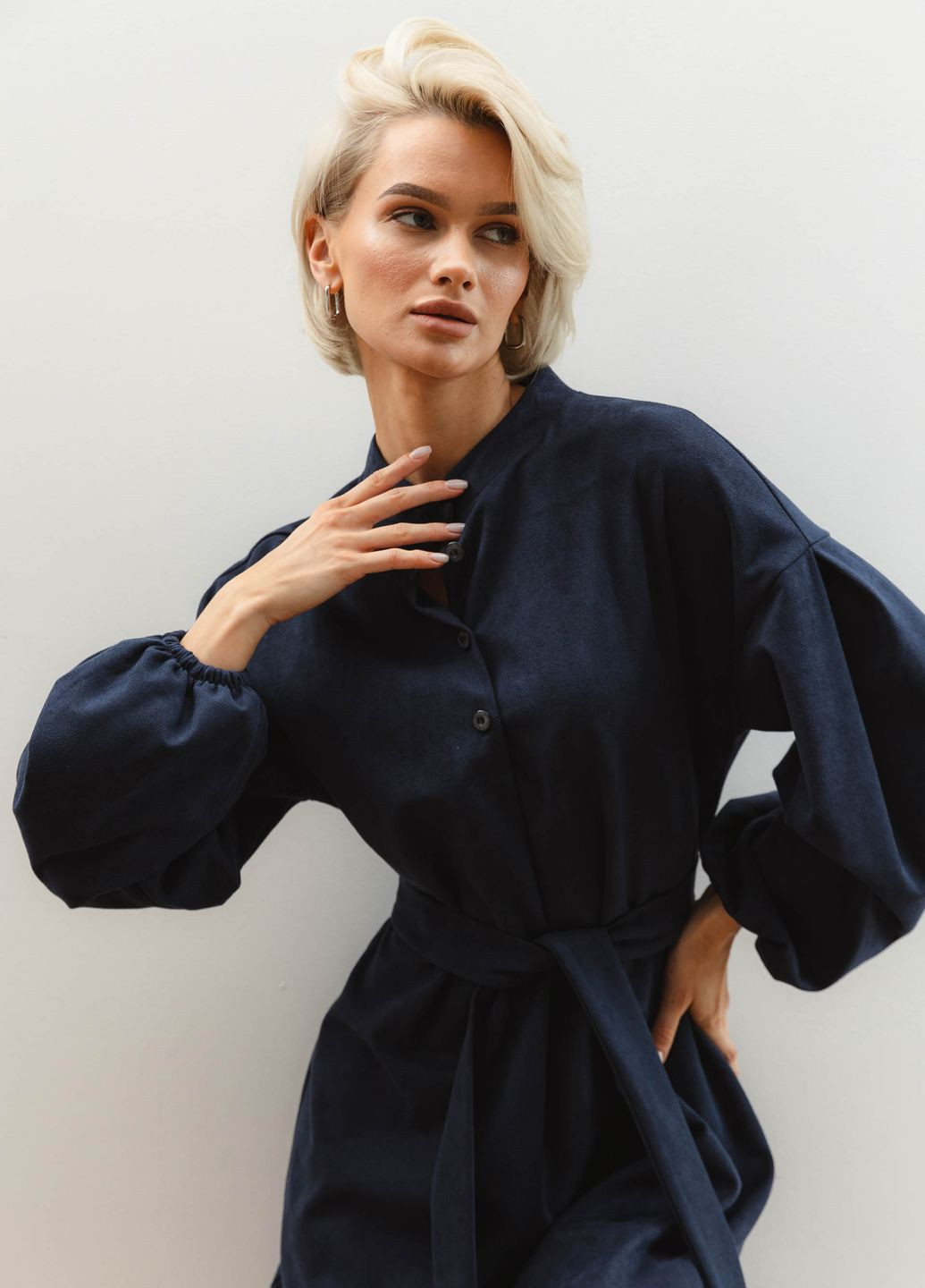 Синее повседневный платье ST-Seventeen однотонное