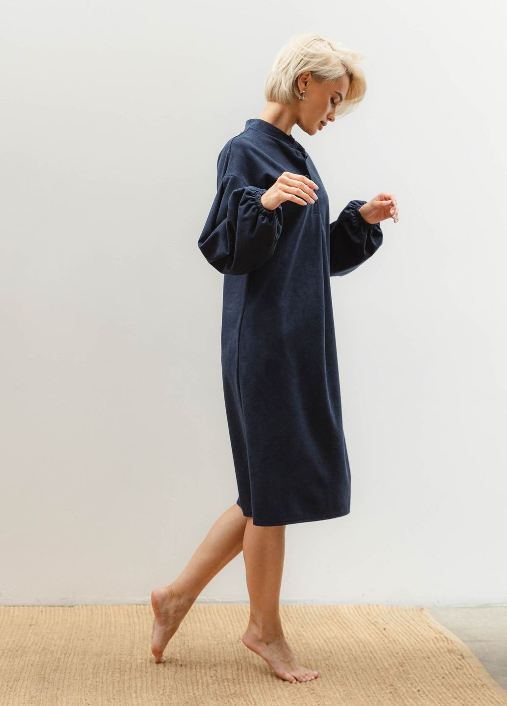 Синее повседневный платье ST-Seventeen однотонное