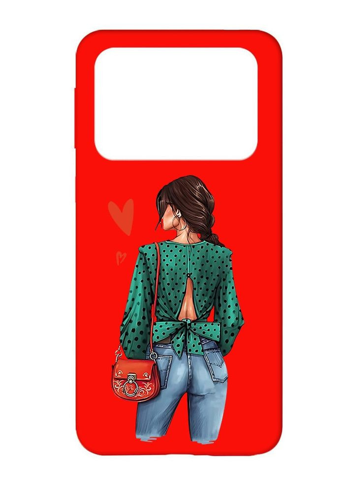 Матовый красный чехол на Xiaomi Poco X4 Pro 5G :: Девушка в зеленом (принт 224) Creative (261999636)